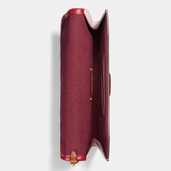 Coach Courier Wristlet In Colorblock Leather Brass/Red Apple Multi - Picture 5 of 9